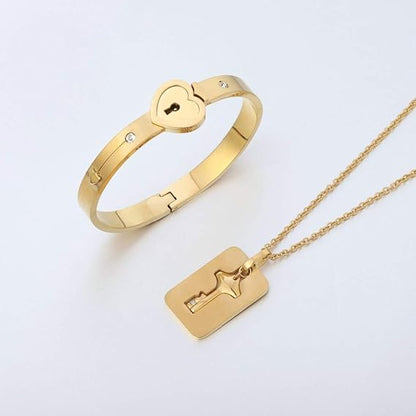 El Regalo Perfecto para Expresar Tu Amor ❤️: Pulsera Corazón y Collar Llave 🗝️