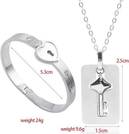 El Regalo Perfecto para Expresar Tu Amor ❤️: Pulsera Corazón y Collar Llave 🗝️