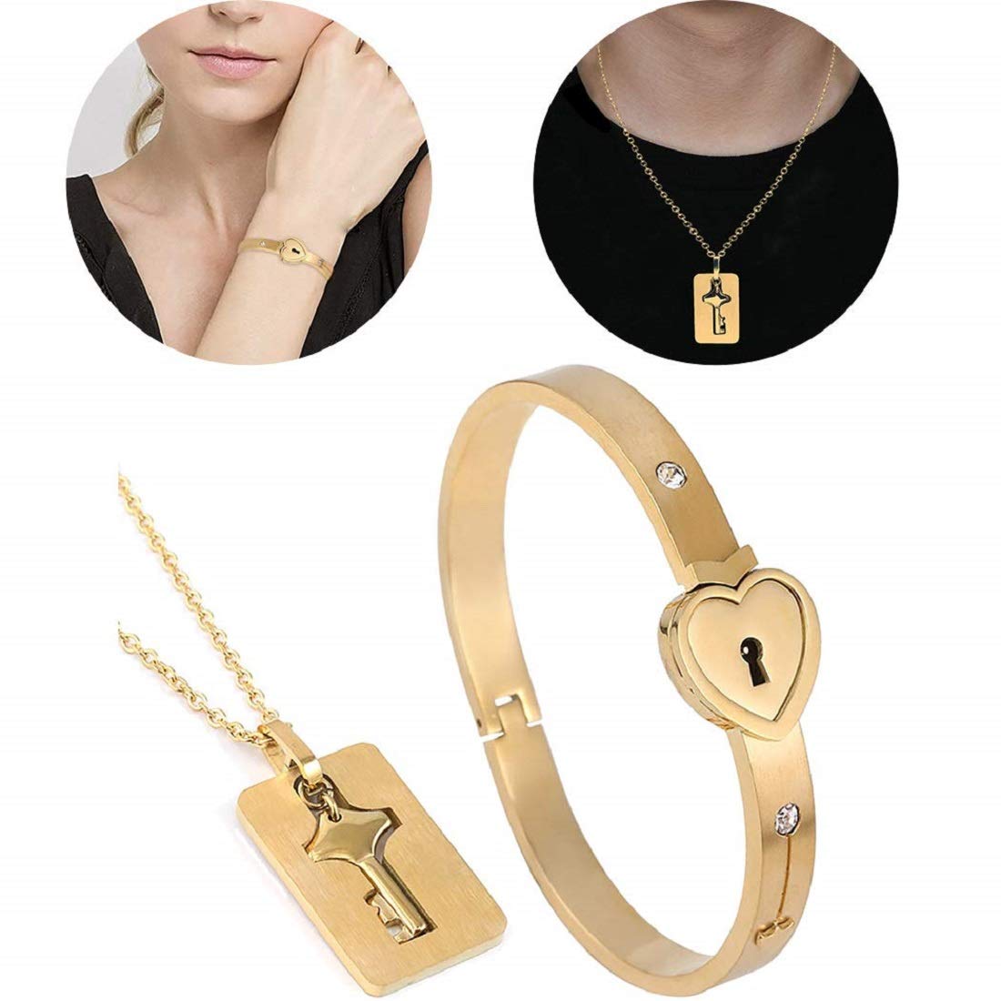 Regalo Perfecto para Expresar Tu Amor ❤️: Pulsera Corazón y Collar Llave 🗝️