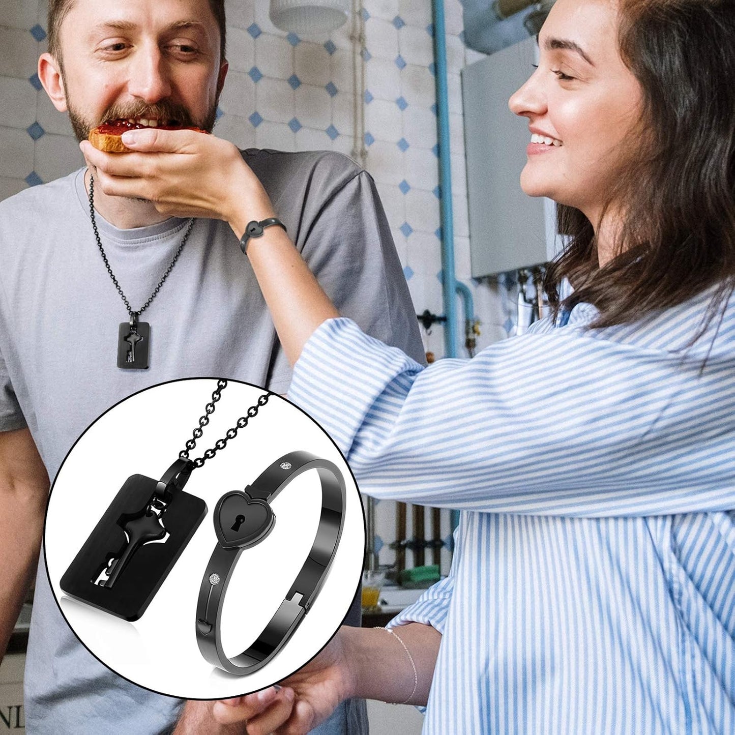 Regalo Perfecto para Expresar Tu Amor ❤️: Pulsera Corazón y Collar Llave 🗝️