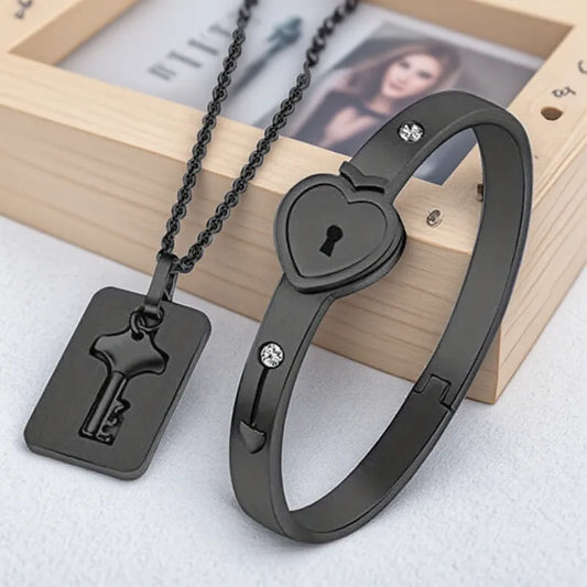 Regalo Perfecto para Expresar Tu Amor ❤️: Pulsera Corazón y Collar Llave 🗝️