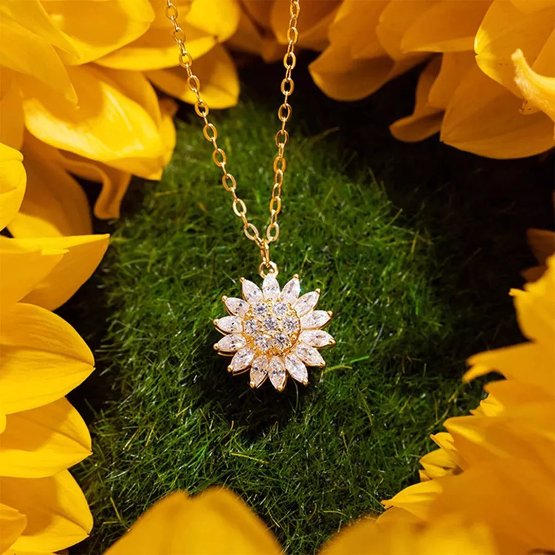 Collar Girasol Giratorio 🌻 – Símbolo de Felicidad, Vitalidad y Prosperidad