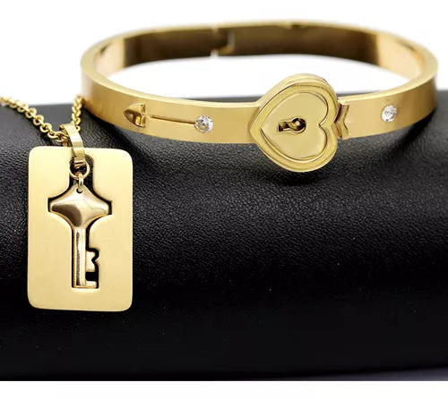 El Regalo Perfecto para Expresar Tu Amor ❤️: Pulsera Corazón y Collar Llave 🗝️