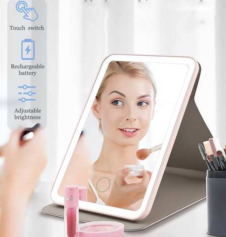 💡Ilumina tu Belleza en Cualquier Lugar con el Espejo LED Portátil y Táctil ✨