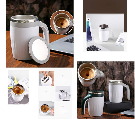Taza Agitadora Automática de Acero Inoxidable – ¡Mezcla Perfecta al Instante!