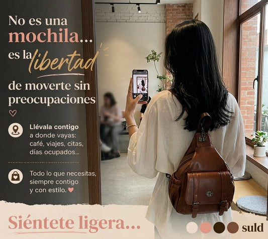 Esta mochila combina elegancia + organización en un solo accesorio.